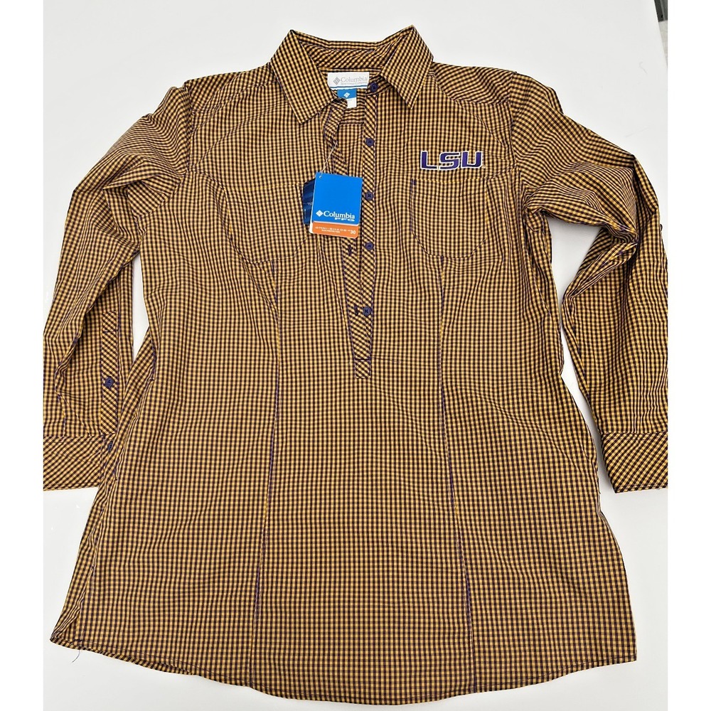 Womens Columbia LSU‎ Omni Shade Sun Protection Long Sleeve Shirt NEW Size XL